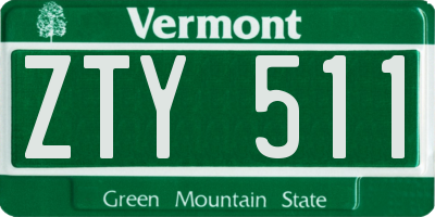 VT license plate ZTY511