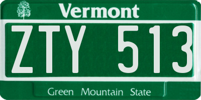 VT license plate ZTY513