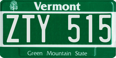 VT license plate ZTY515