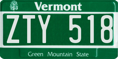 VT license plate ZTY518