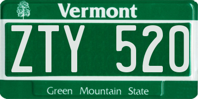 VT license plate ZTY520
