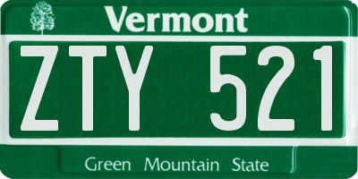 VT license plate ZTY521