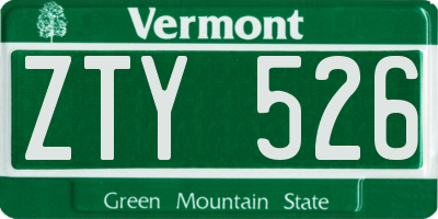VT license plate ZTY526