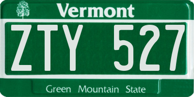 VT license plate ZTY527