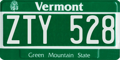 VT license plate ZTY528