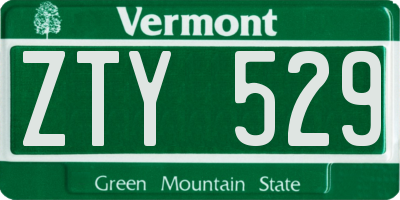 VT license plate ZTY529