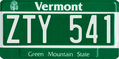 VT license plate ZTY541