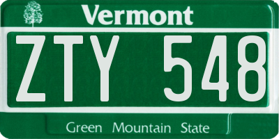 VT license plate ZTY548