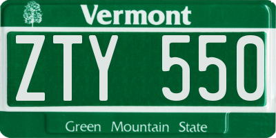 VT license plate ZTY550