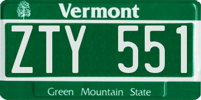 VT license plate ZTY551