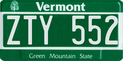 VT license plate ZTY552