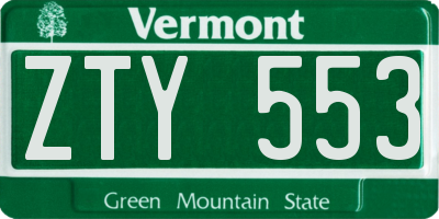 VT license plate ZTY553