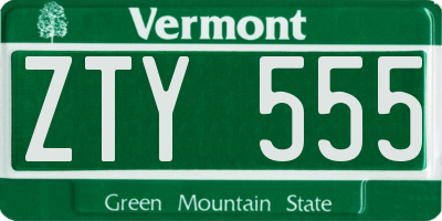 VT license plate ZTY555