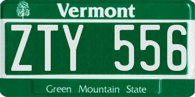 VT license plate ZTY556
