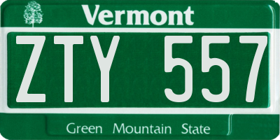 VT license plate ZTY557
