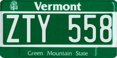 VT license plate ZTY558