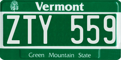 VT license plate ZTY559