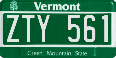 VT license plate ZTY561