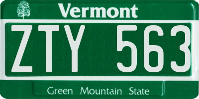 VT license plate ZTY563