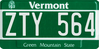 VT license plate ZTY564
