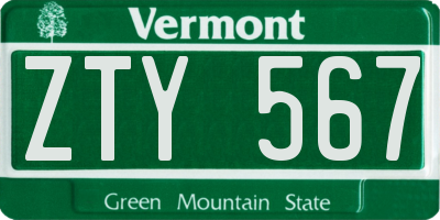 VT license plate ZTY567