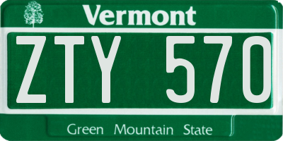 VT license plate ZTY570