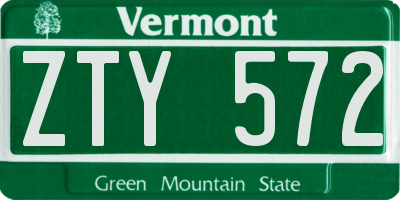 VT license plate ZTY572