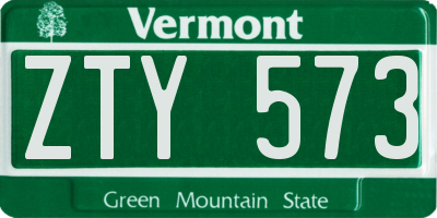 VT license plate ZTY573