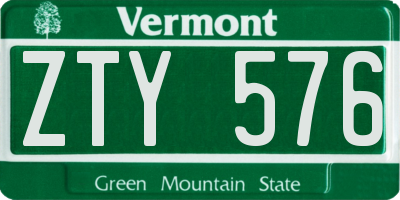 VT license plate ZTY576