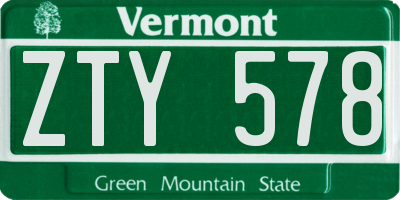 VT license plate ZTY578