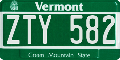 VT license plate ZTY582