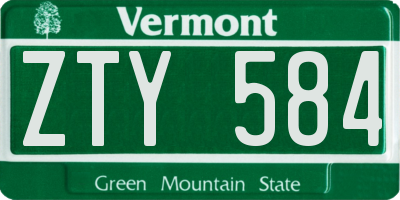VT license plate ZTY584