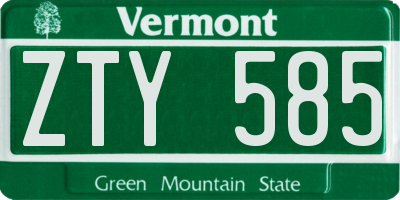 VT license plate ZTY585