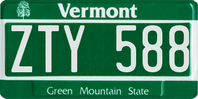 VT license plate ZTY588