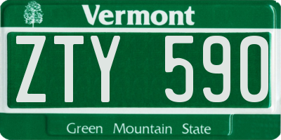 VT license plate ZTY590