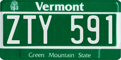 VT license plate ZTY591