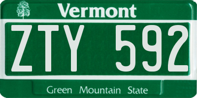 VT license plate ZTY592