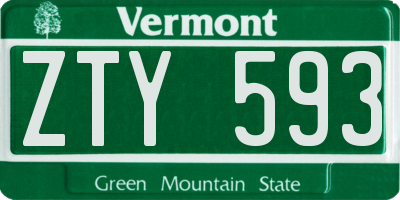 VT license plate ZTY593