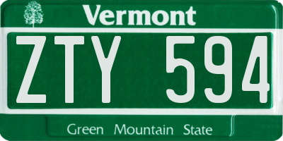 VT license plate ZTY594