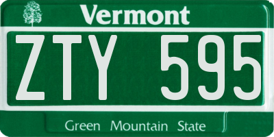 VT license plate ZTY595