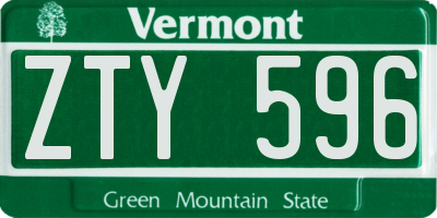 VT license plate ZTY596