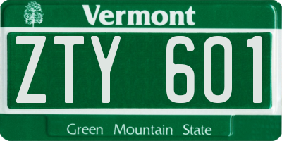 VT license plate ZTY601