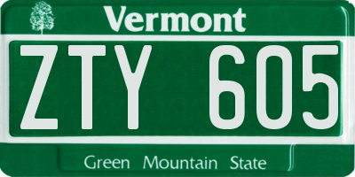 VT license plate ZTY605