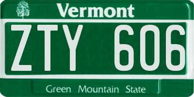 VT license plate ZTY606