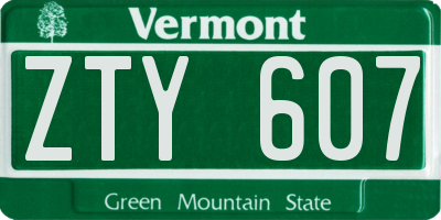 VT license plate ZTY607