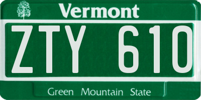 VT license plate ZTY610