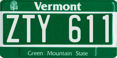 VT license plate ZTY611