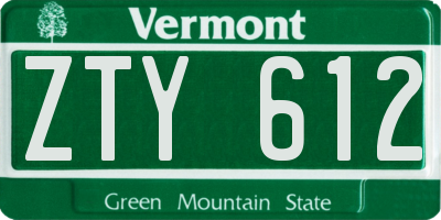 VT license plate ZTY612