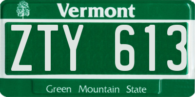 VT license plate ZTY613