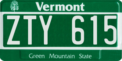 VT license plate ZTY615
